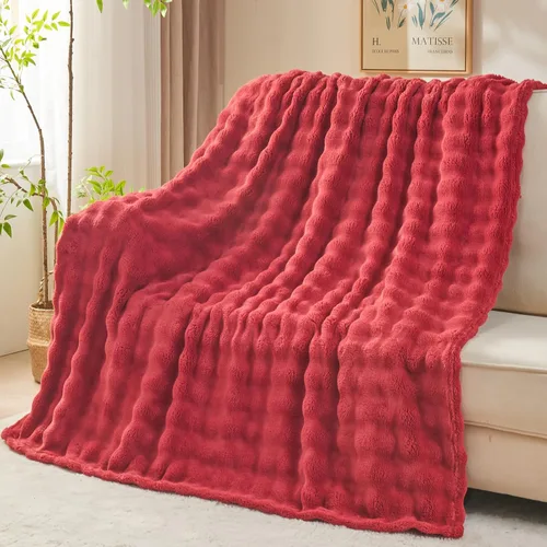 Vista 21 de NEWCOSPLAY Manta para Sofá Aqua Súper Suave de Franela Polar 3D Burbuja Ligera Manta de Cama para Uso en Todas las Estaciones (Aqua, Throw(50"x60"))