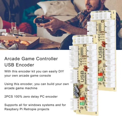Vista 3 de QM070913 Controlador de juego arcade codificador USB módulo de retardo cero para PC para MAME para Raspberry Pi Retropie, codificador de PC USB