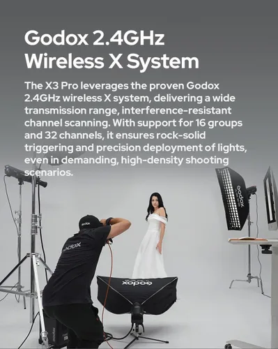 Vista 4 de Godox X3 Pro N X3Pro N TTL Disparador de flash inalámbrico para Nikon, transmisor de pantalla táctil 2.4G con control de aplicación Bluetooth