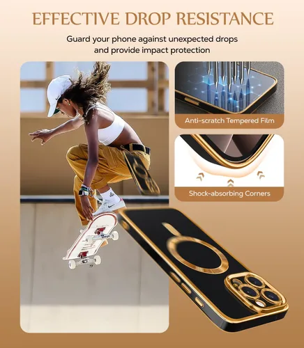 Vista 6 de Meifigno Funda para iPhone 16 Pro Max de 6.9 pulgadas, [correa de muñeca y 2 protectores de pantalla] [protección de cámara elevada envolvente]