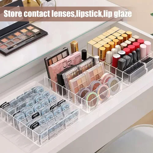 Vista 2 de TWUTGAYW Organizador de paleta de sombras de ojos, organizadores de maquillaje acrílico transparente y soporte de almacenamiento, organizador