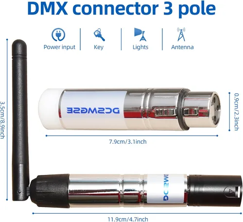 Vista 5 de DMX inalámbrico, 3 piezas DMX512 DMX Dfi DJ 2.4G inalámbrico 2 receptor y 1 transmisor etapa control de iluminación
