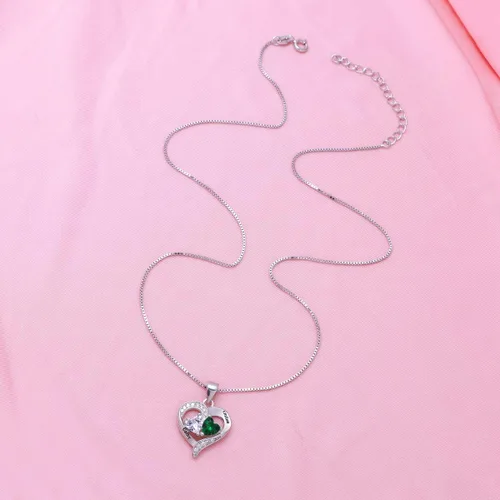 Vista 7 de Collar de corazón personalizado con 2 piedras natales, 2 nombres, colgante con nombre personalizado para madre hija, regalos del día de la madre