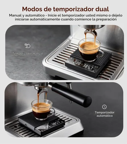 Vista 3 de Báscula de café recargable con temporizador, mini báscula de café expreso de 4.4 lbs/0.00 oz de alta precisión para café expreso y café, báscula