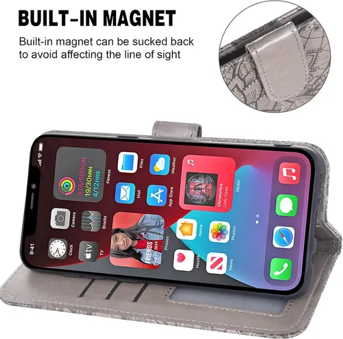 Vista 4 de Asuwish Funda de teléfono para iPhone XR 6.1 con protector de pantalla de vidrio templado y ranura para tarjetero, función atril, cartera de encaje