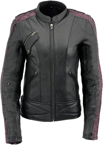 Vista 4 de Milwaukee Leather MLL2570 Chaqueta de Cuero para Motocicleta Negra 'Phoenix Embroidered' para Mujer