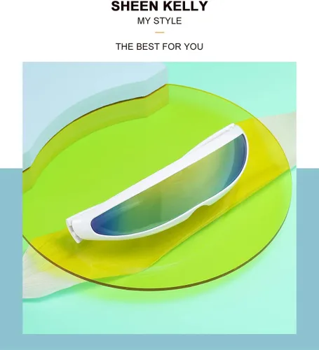 Vista 7 de SHEEN KELLY Futuristic Narrow Cyclops Mirrored Sunglasses For Men Women Cosplay Adult Rave Party Glasses Wrap