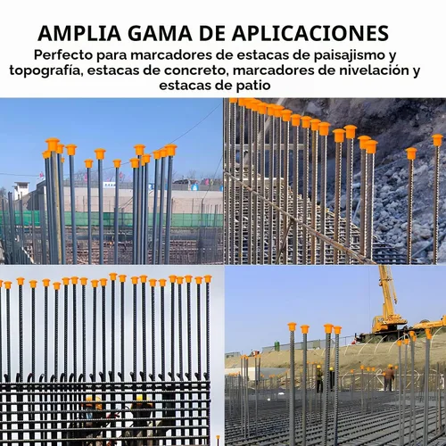 Vista 4 de Tapas de extremo de barra de refuerzo de hongos, tapas de seguridad de plástico para estacas de concreto #3-#7, 3/8-1 pulgada, naranja, 50