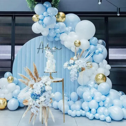 Vista 2 de 50 globos azules de 12 pulgadas y globos dorados 50 piezas de 12 pulgadas