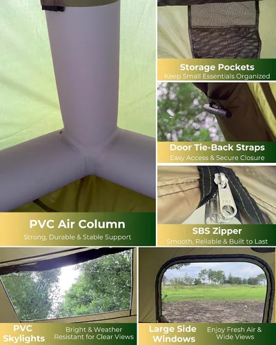 Vista 5 de Tienda de campaña inflable, diseño de lujo de Glamping con tragaluz, tela de Oxford