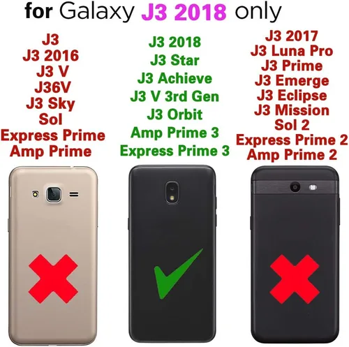 Vista 2 de Asuwish Funda compatible con Samsung Galaxy J3 Orbit J 3 Star 2018 3J Achieve y protector de pantalla de vidrio templado, accesorios para celulares