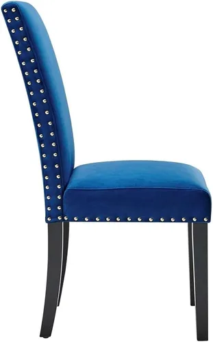 Vista 4 de Modway Parcel Performance - Juego de 2 sillas auxiliares de terciopelo para comedor, color azul marino