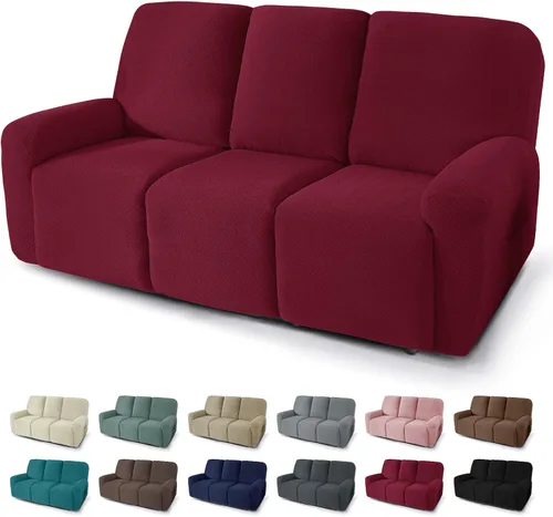 Vista 41 de JIVINER Fundas reclinables de gran tamaño de 3 piezas para sillón reclinable grande con bolsillos, tela jacquard elástica Lazy Boy funda para sofá