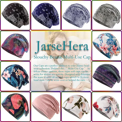 Vista 6 de JarseHera Gorro holgado de mujer con encaje de algodón, gorros para quimioterapia, gorros para el cáncer, turbante
