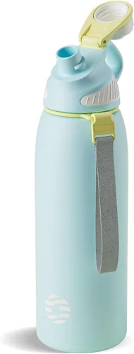 Vista 21 de Fjbottle Botella de agua aislada de acero inoxidable, botellas de agua a prueba de fugas de 32 onzas, vaso reutilizable de hielo, jarra de vacío