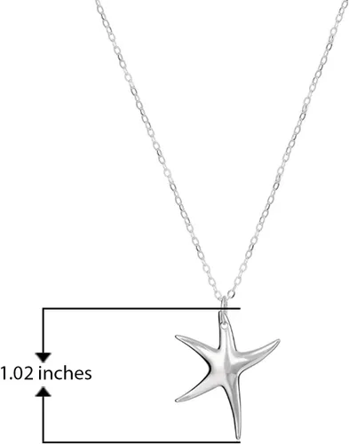 Vista 3 de MORGAN & PAIGE Collar con colgante de estrella de mar de plata de ley 925 con cadena de cable de 18", Metal