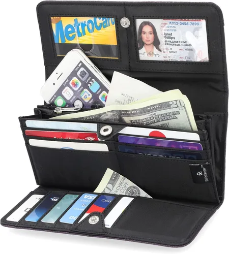 Vista 2 de Mundi - Cartera File Master con bloqueo RFID para mujer con bolsillo para cambio