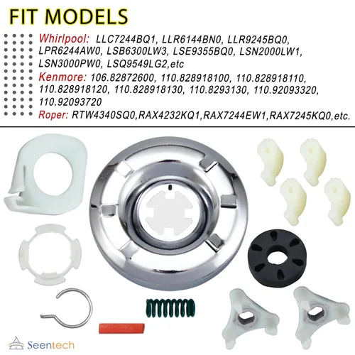 Vista 3 de Kit de acoplamiento de motor resistente 285753A, kit de embrague de lavadora 285785, perro agitador de lavadora 80040 de Seentech - Compatible