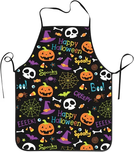 Vista 9 de Delantales de celebración navideña para Halloween, Acción de Gracias, Navidad, delantal de cocina para cocinar a la parrilla, delantal con babero