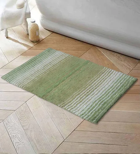 Vista 23 de Home Weavers Gradation Collection - Alfombra de baño 100% algodón, suave y absorbente, antideslizante, lavable a máquina, rectangular, 17 x 24 Beige