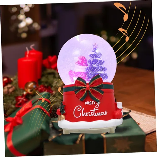 Vista 9 de 1 pieza Kristallkugel Geschenk Dekor Weihnachtsschmuck Leuchtende Musikkugel Spieluhr Schmücken Weihnachten Schneekugeln Cartoon-Design