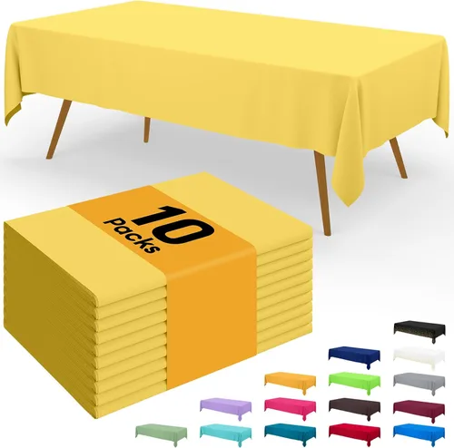 Vista 130 de Smiry - Juego de 6 manteles desechables, 54 x 78 pulgadas, manteles impermeables rectangulares para fiestas, cubierta de mesa de plástico