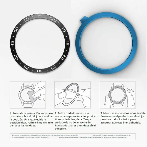 Vista 6 de AISPORTS Bisel Styling Compatible con Samsung Galaxy Watch 1.811 in Bisel Anillo Cubierta Adhesiva Anti Scratch Protección Acero Inoxidable Bisel
