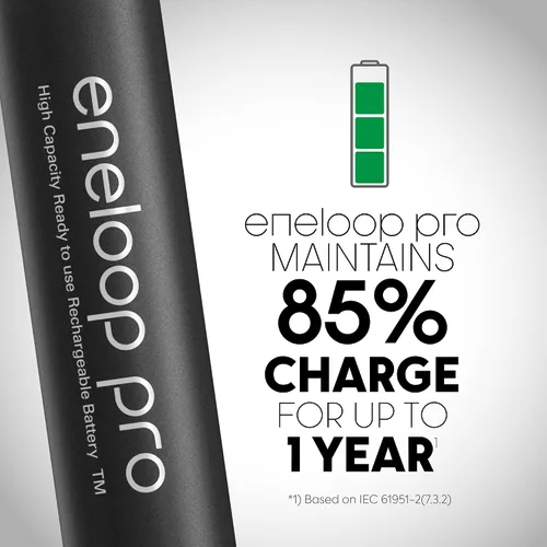 Vista 8 de Eneloop Panasonic Pro Power Pack K-KJ17KHS82A, 8AA, 2AAA Ni-MH Baterías Recargables, 2 Adaptadores C, 2 Adaptadores D, Cargador de Batería