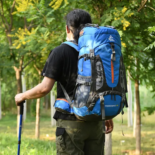 Vista 9 de Bseash Mochila de 60 l para senderismo y camping con cubierta para la lluvia, mochila impermeable de gran capacidad para deportes al aire libre