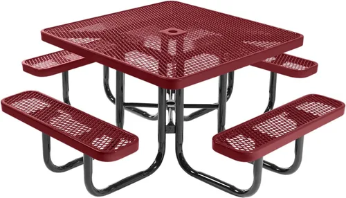 Vista 87 de COATEDOUTDOORFURNITURE Mesa de picnic cuadrada de 46 pulgadas, expandida, color negro