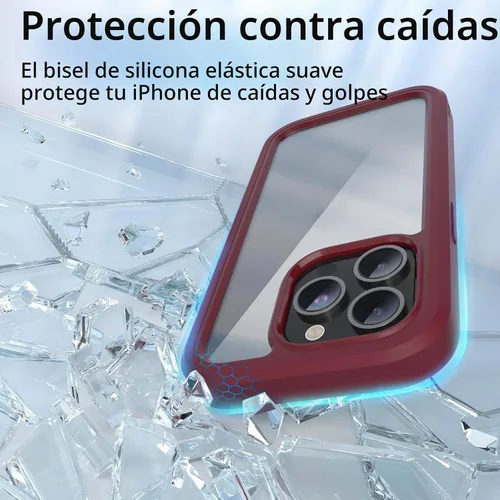 Vista 4 de WXR Compatible con iPhone 15 Pro Max, parachoques de silicona suave y parte trasera de policarbonato duro transparente e interior de policarbonato