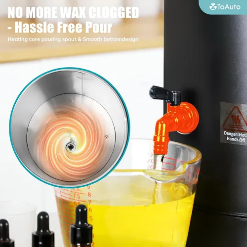 Vista 5 de TOAUTO Melter digital de cera de 12 libras para hacer velas, boquilla fácil de verter, olla de fusión de cera eléctrica grande, con panel de control