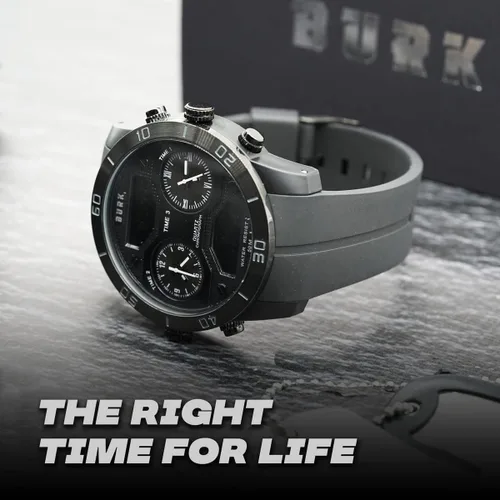 Vista 5 de BURK 1355 - Reloj de pulsera de cuarzo para hombre, pantalla analógica digital, impermeable, crono militar