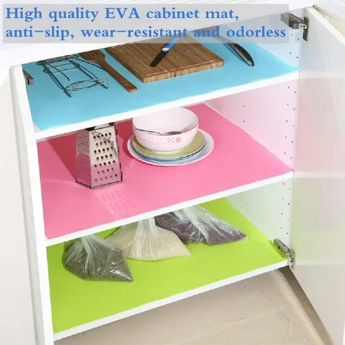 Vista 5 de Revestimiento para estantes, revestimientos de cajones para cocina, no adhesivo, resistente al agua, agarre fuerte, fácil de limpiar y recortar