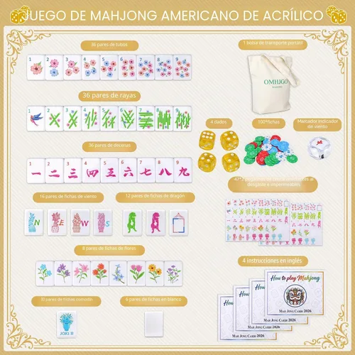 Vista 4 de American Mahjong Tile Set for Mah Jong Lovers, Adult, Beginners Brown