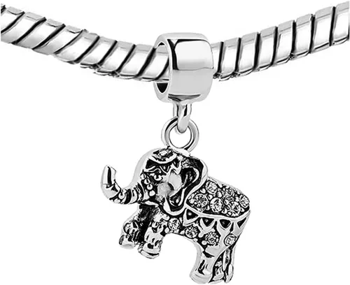 Vista 2 de KunBead Elephant Dangle Birthday Charms Compatible with Pandora Charm Bracelet for Women