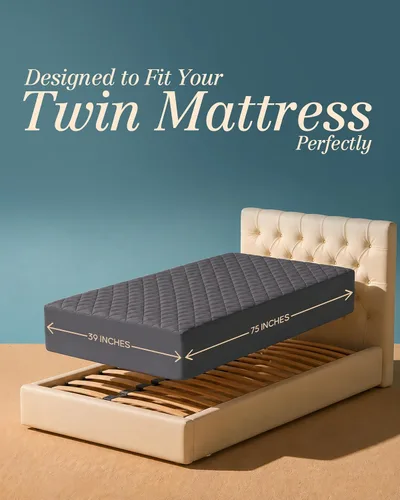 Vista 2 de Utopia Bedding - Funda acolchada para colchón individual, tamaño individual, protector y cubierta de colchón elástico con bolsillo profundo que se