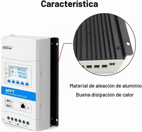Vista 6 de EPEVER 30A MPPT Controlador de carga solar 12V/24V Trabajo automático Max PV 100V Diseño modular Paneles solares MPPT Regulador con pantalla LED