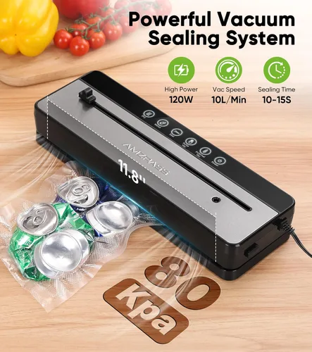 Vista 3 de Sellador al Vacío para Alimentos, Máquina Selladora al Vacío de Alimentos 6 en 1, Sellador de Alimentos con Cortador Integrado Sellador al Vacío