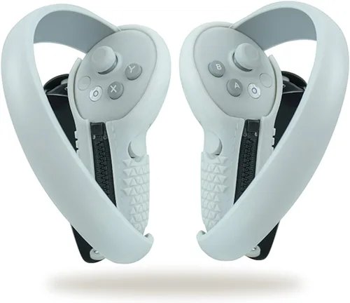 Vista 2 de Funda de agarre de gel de silicona para controlador, correas de controlador ajustables compatibles con accesorios PICO 4 VR (gris)
