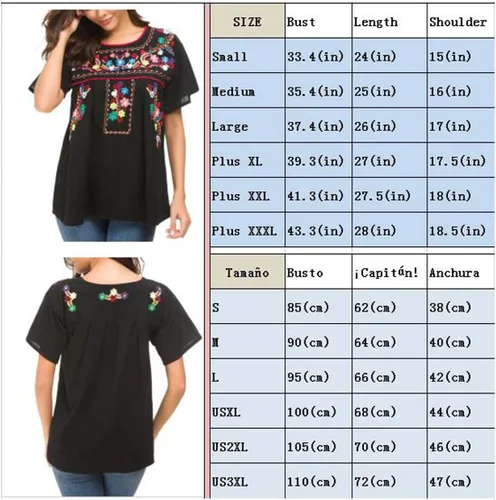 Vista 7 de YZXDORWJ - Cómoda blusa mexicana bordada de verano y sin mangas para mujer
