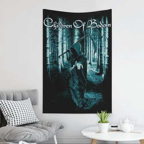 Vista 3 de Lajeri Children of Bodom Tapiz para dormitorio, decoración del hogar, sala de estar, música, fiesta, concierto, tapiz de 60 x 40 pulgadas