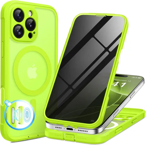Vista 89 de BERFY Funda para iPhone 17 Pro Max, compatible con MagSafe, protector de pantalla de vidrio integrado, protección de cámara, funda de cuerpo