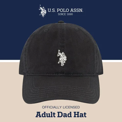 Vista 2 de U.S. Polo Assn. Gorra de béisbol, sombrero ajustable de papá 100% algodón con pequeño logo de pony Negro