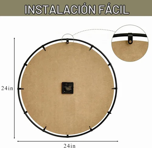 Vista 4 de EMAX HOME - Reloj de pared grande de madera – Reloj de pared extra grande de granja con números romanos 3D y empalme de espiga, reloj de pared Negro
