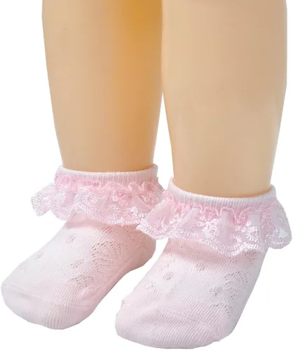 Vista 5 de Epeius - Calcetines con detalle de vuelo de encaje y ojales para recién nacidos, bebés y niñas pequeñas (paquete de 2346)
