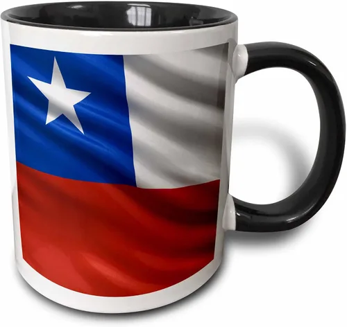 Vista 9 de 3dRose Taza de cerámica con diseño de bandera de Chile agitando en el viento, 11 onzas Blanco
