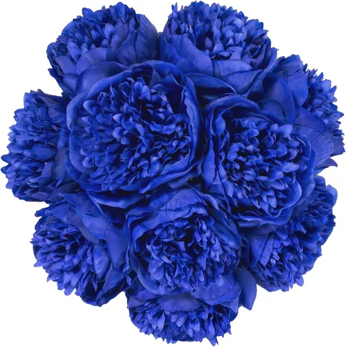 Vista 17 de U'Artlines 10 cabezas de peonías artificiales de seda, hojas y flores para decoración del hogar, oficina, bodas, fiestas, festivales y bares (negro)