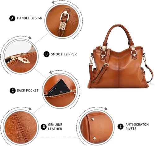 Vista 4 de Kattee Cartera bandolera estilo urbano de cuero para mujer