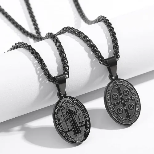 Vista 6 de RS Collar con medalla de San Miguel, Cristóbal, JudeBenedictoJoséAntonio, para hombres, 24 en regalos religiosos